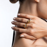 DOUBLE MOON TWIST RING