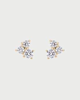 THREE PAVE STUDS GOLD