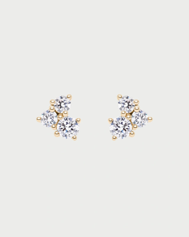 THREE PAVE STUDS GOLD