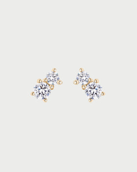 TWO PAVE STUDS GOLD