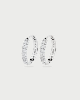 SILVER PAVE EAR HOOPS