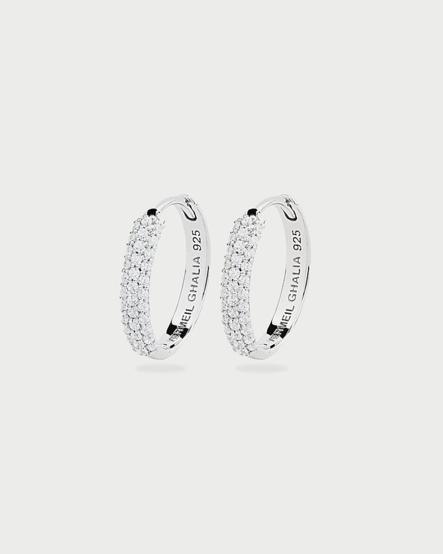 SILVER PAVE EAR HOOPS