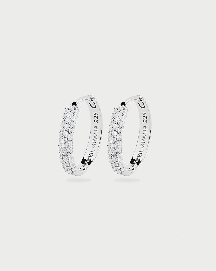 SILVER PAVE EAR HOOPS
