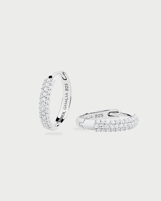 SILVER PAVE EAR HOOPS