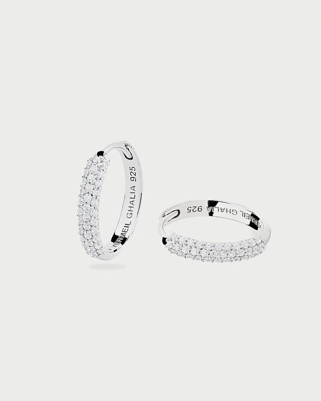 SILVER PAVE EAR HOOPS