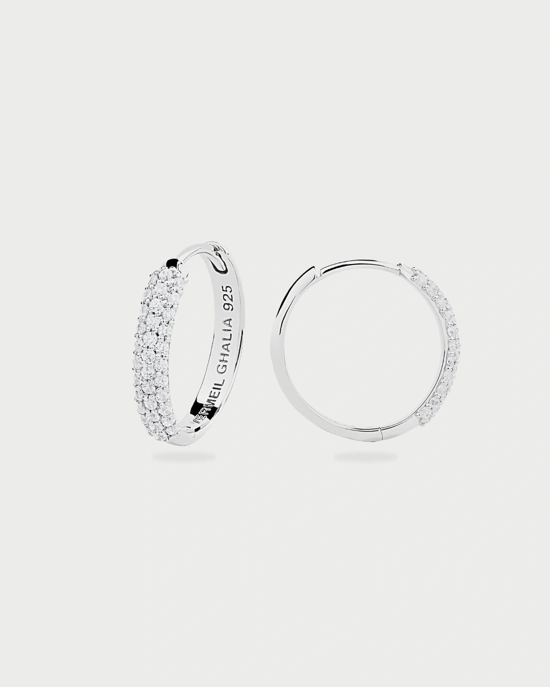SILVER PAVE EAR HOOPS