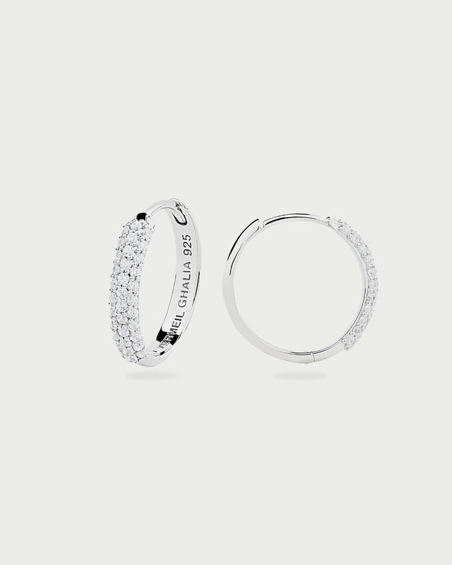 SILVER PAVE EAR HOOPS