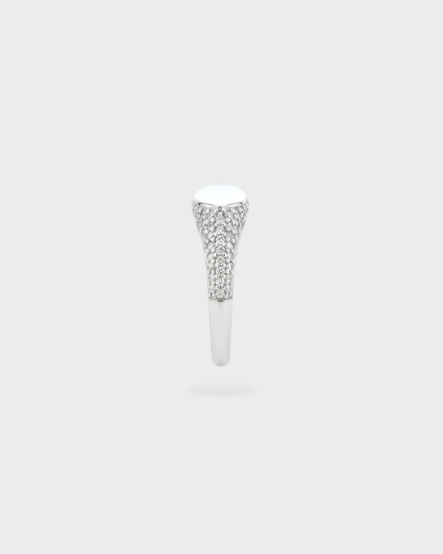 PAVE INITIAL RING SILVER