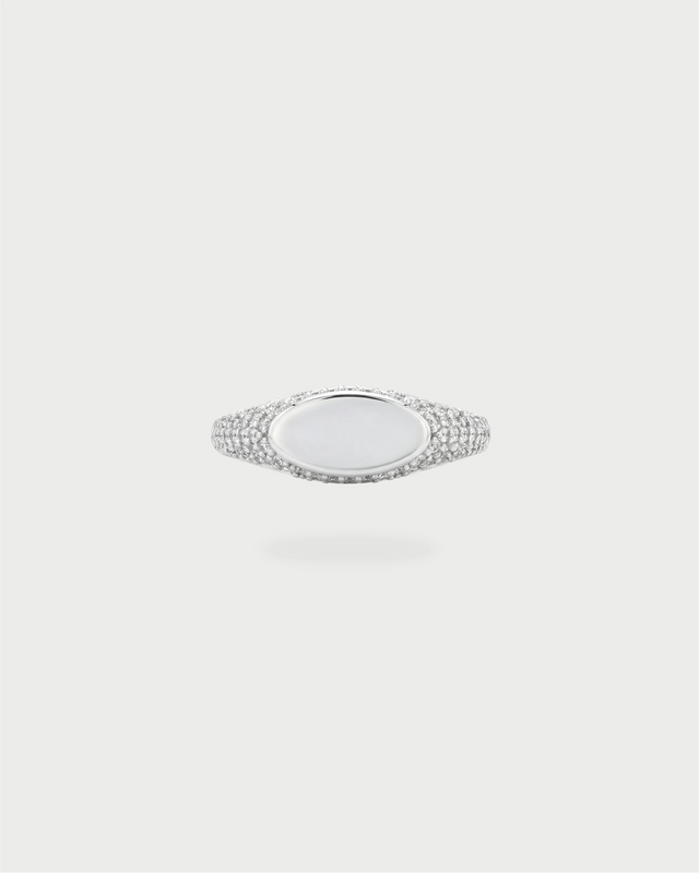 PAVE INITIAL RING SILVER