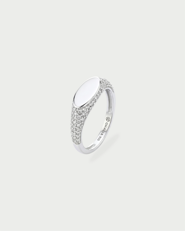 PAVE INITIAL RING SILVER