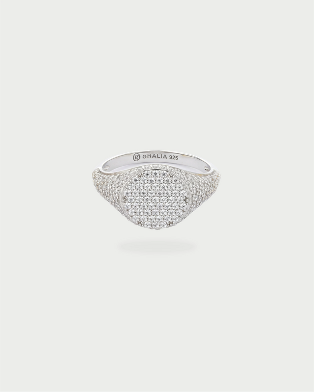 PAVE SIGNET RING SILVER