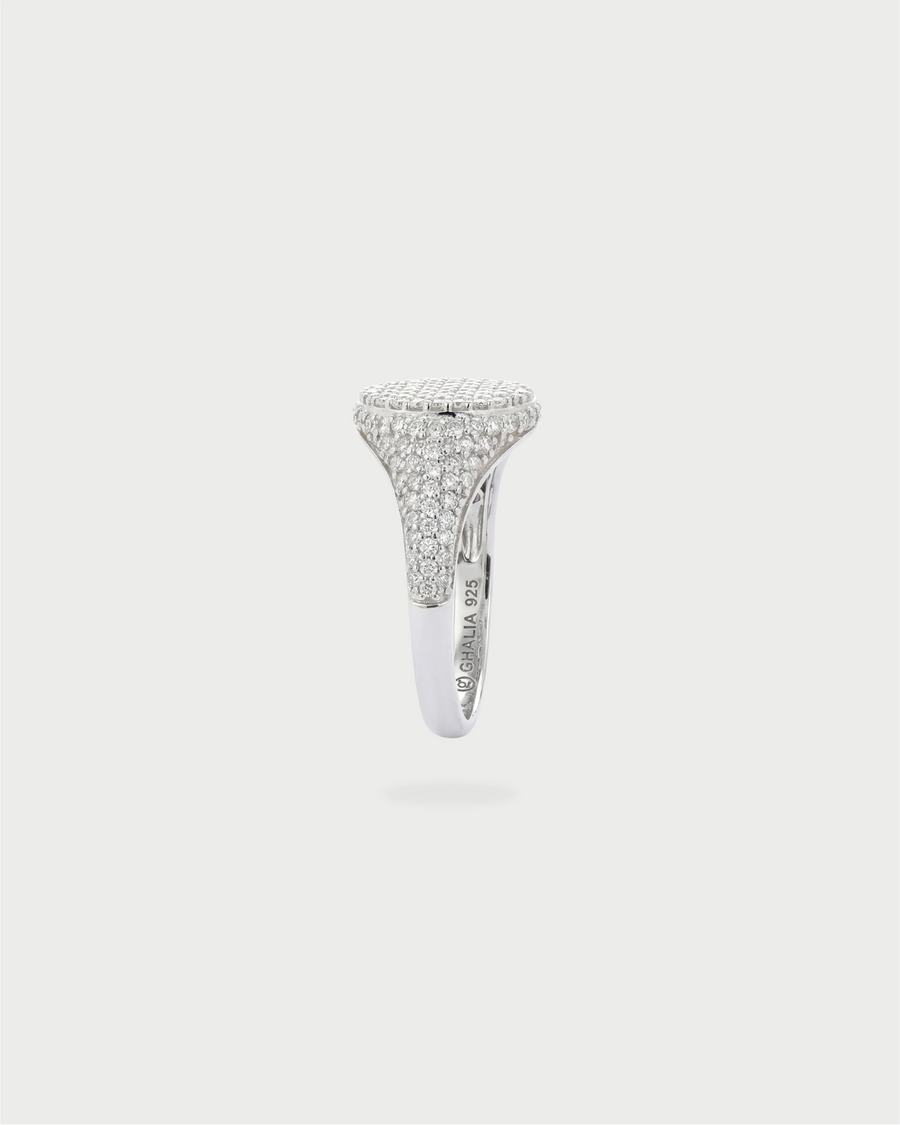 PAVE SIGNET RING SILVER
