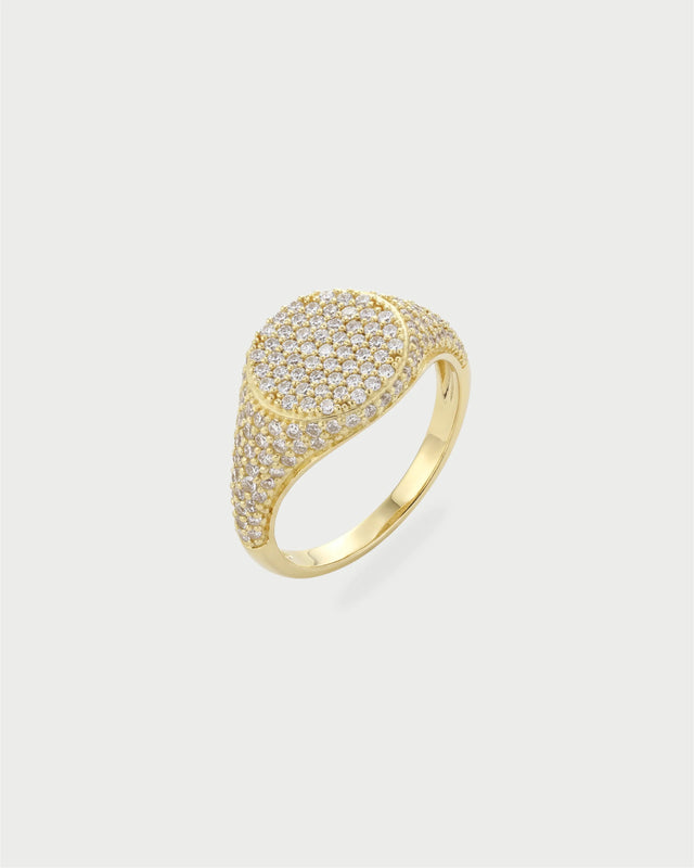 PAVE SIGNET RING GOLD