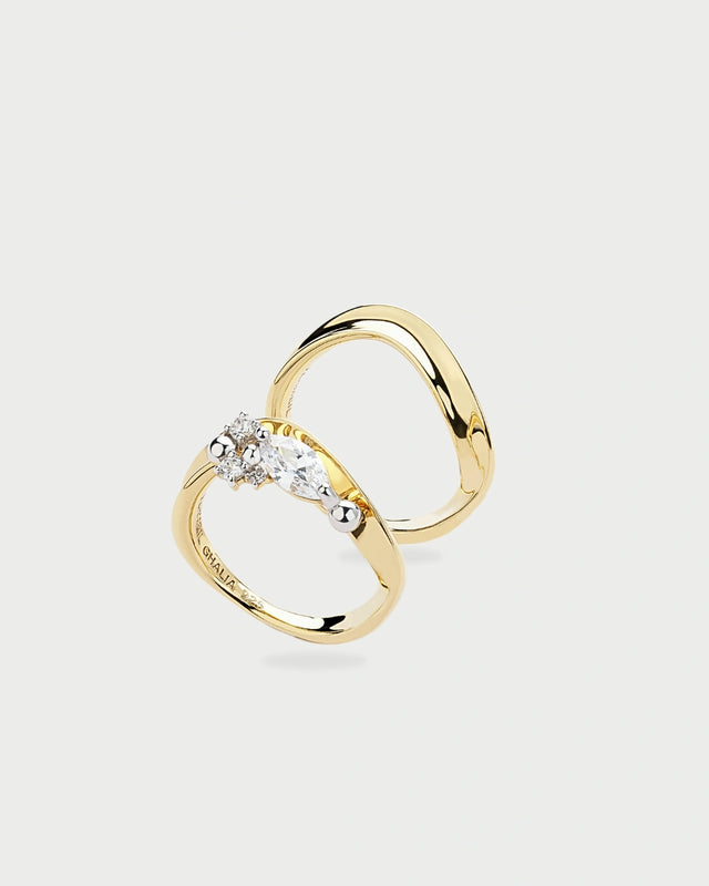 DOUBLE MOON TWIST RING