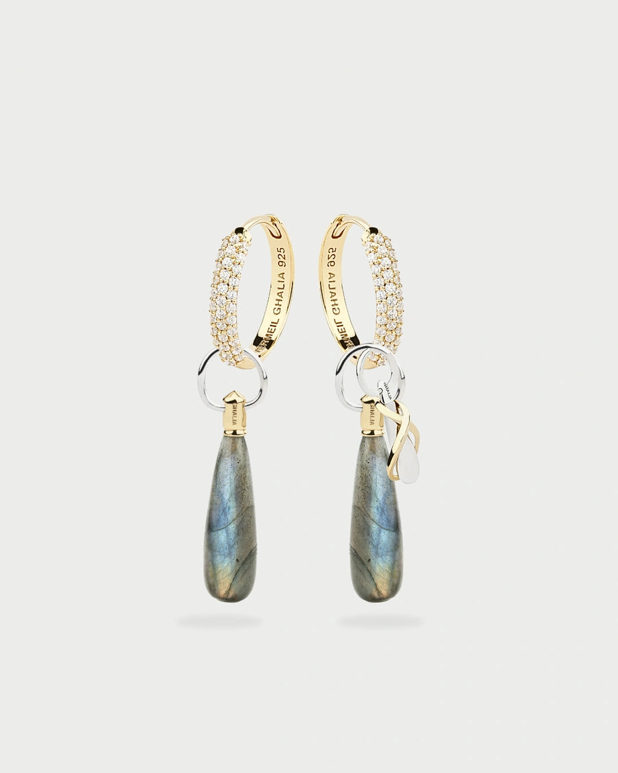 MOON CHARMS LABRADORITE EARRINGS