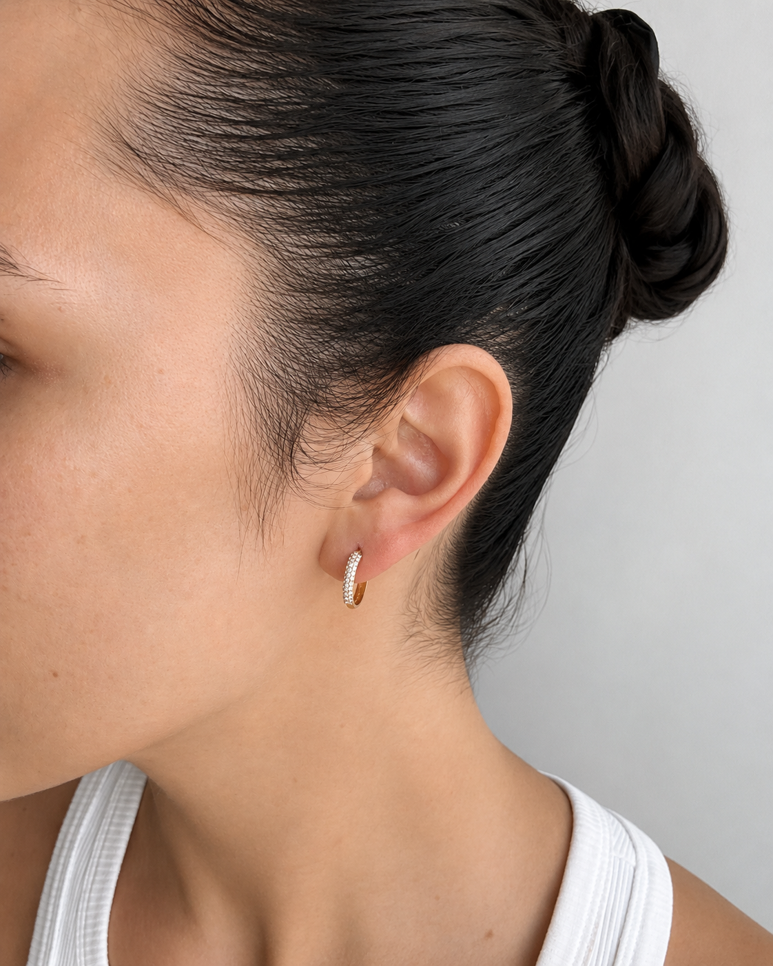 GOLD PAVE EAR HOOPS