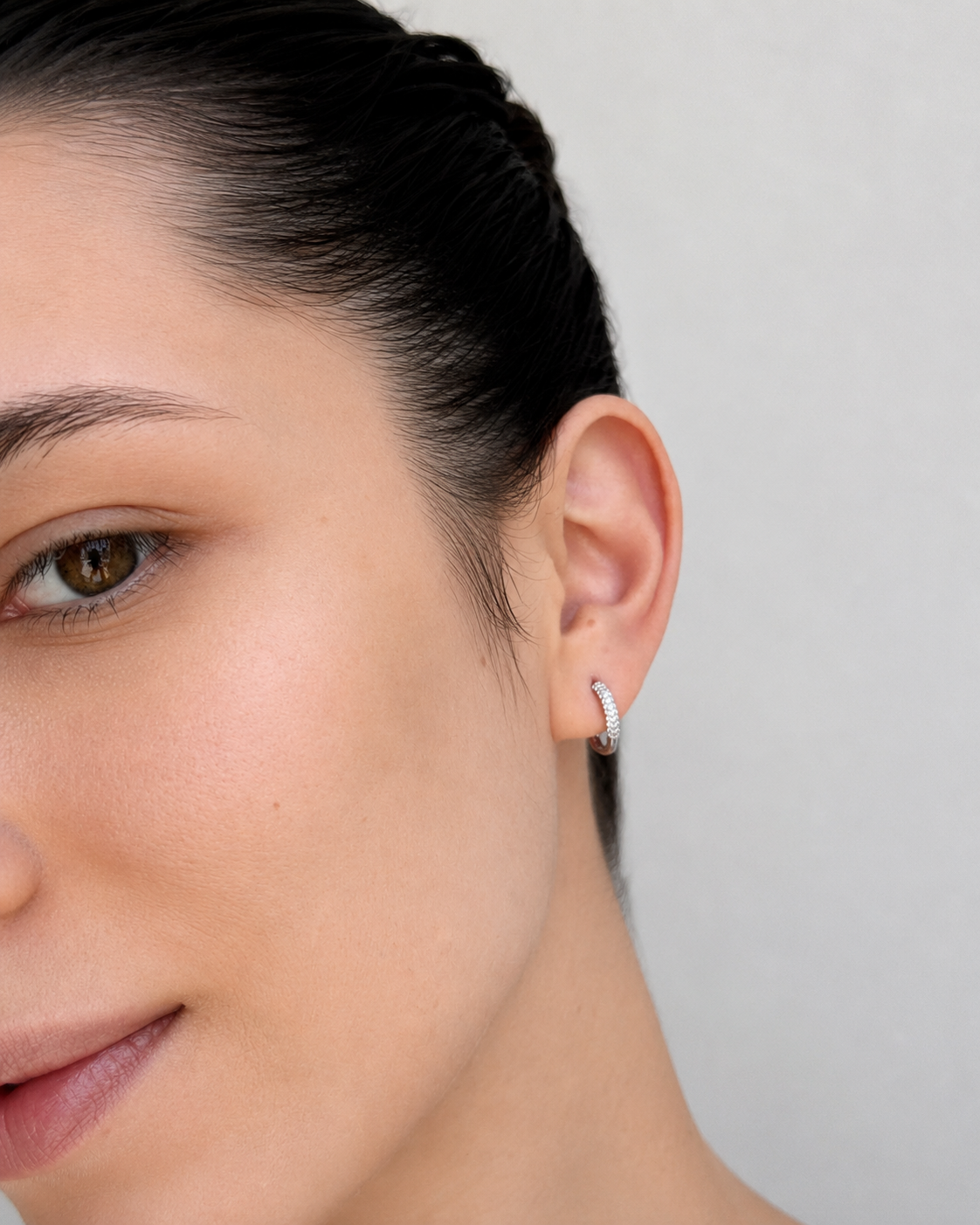 SILVER PAVE EAR HOOPS