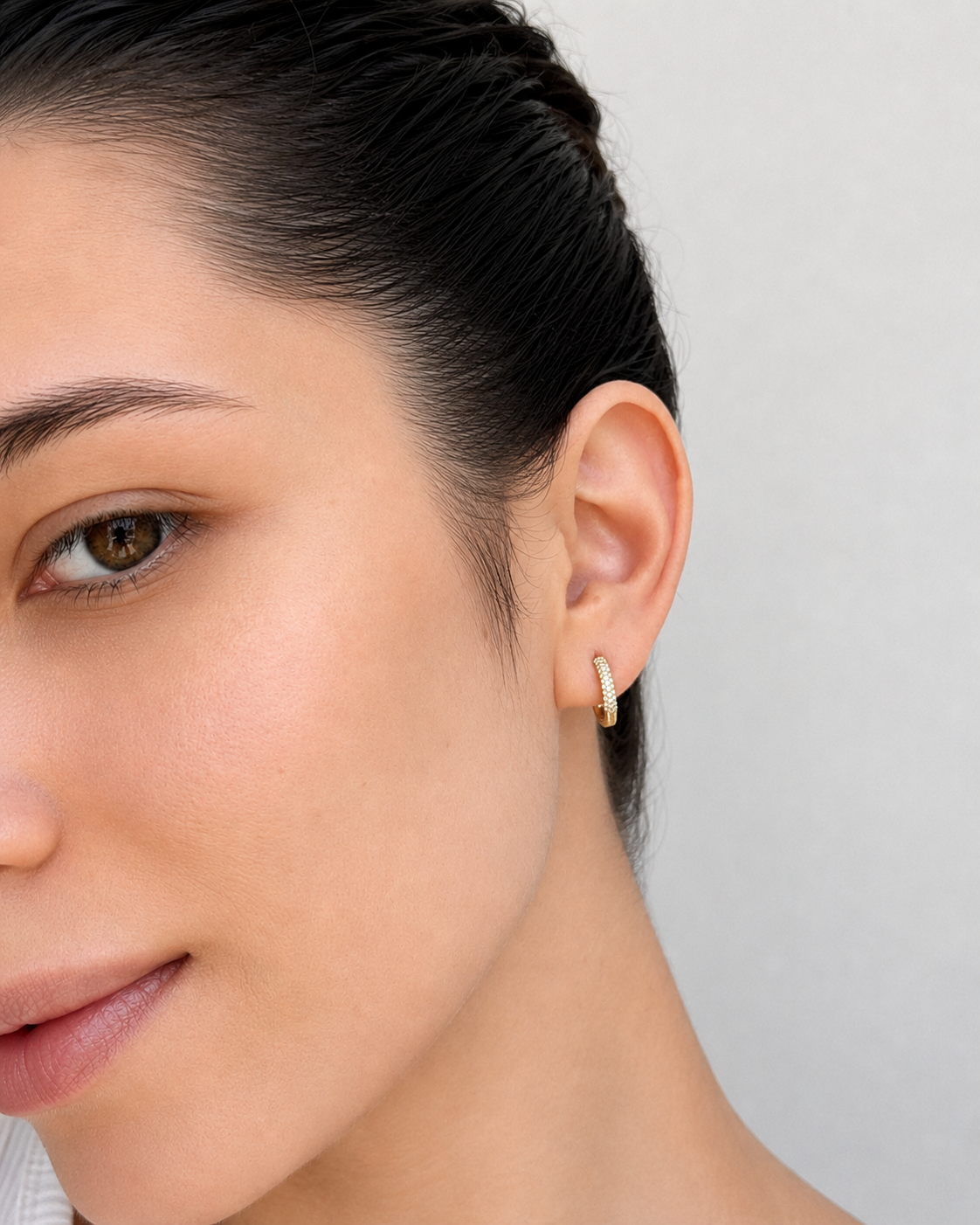 GOLD PAVE EAR HOOPS