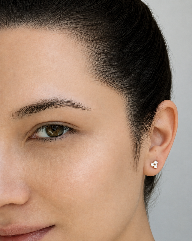 THREE PAVE STUDS SILVER