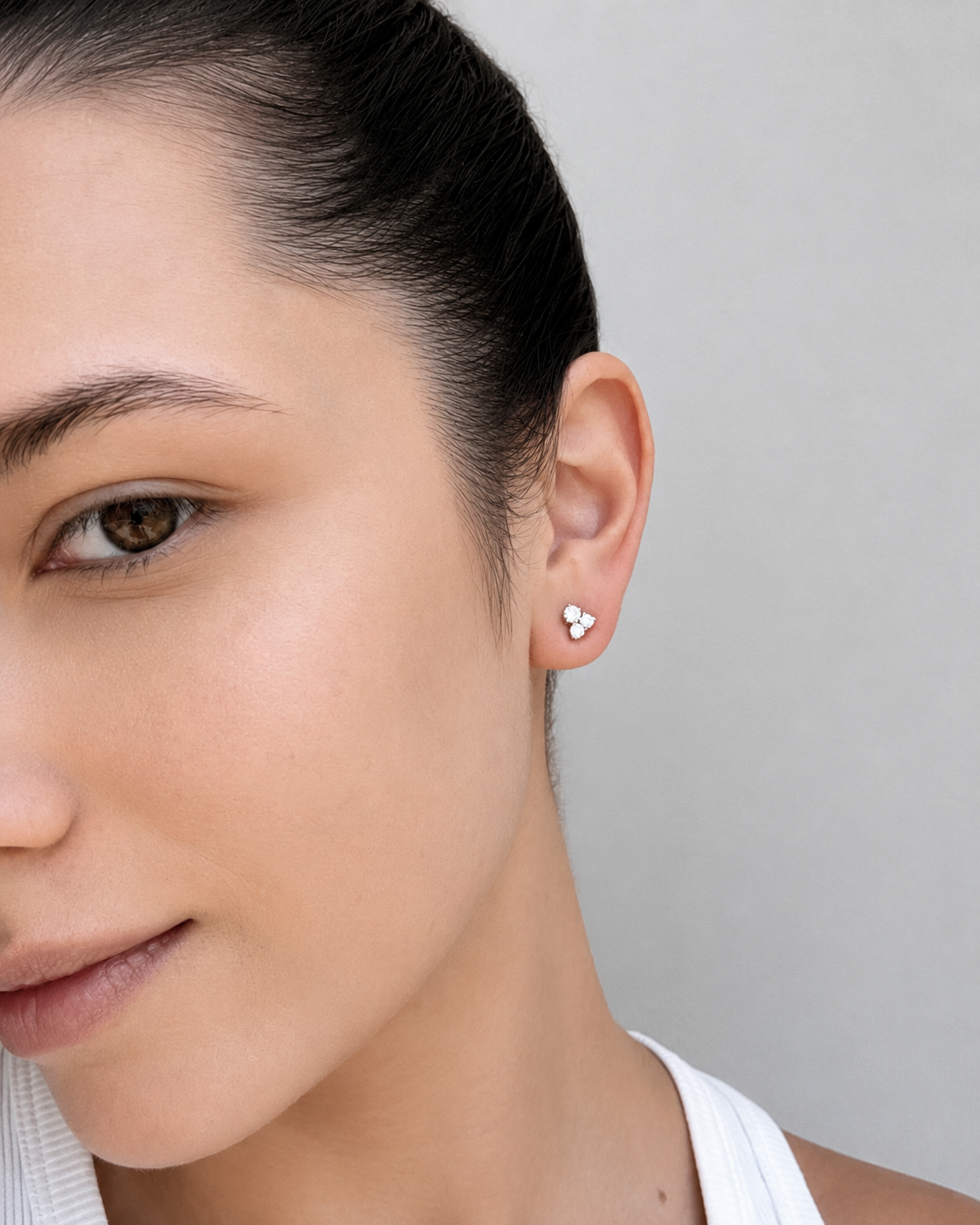 THREE PAVE STUDS SILVER
