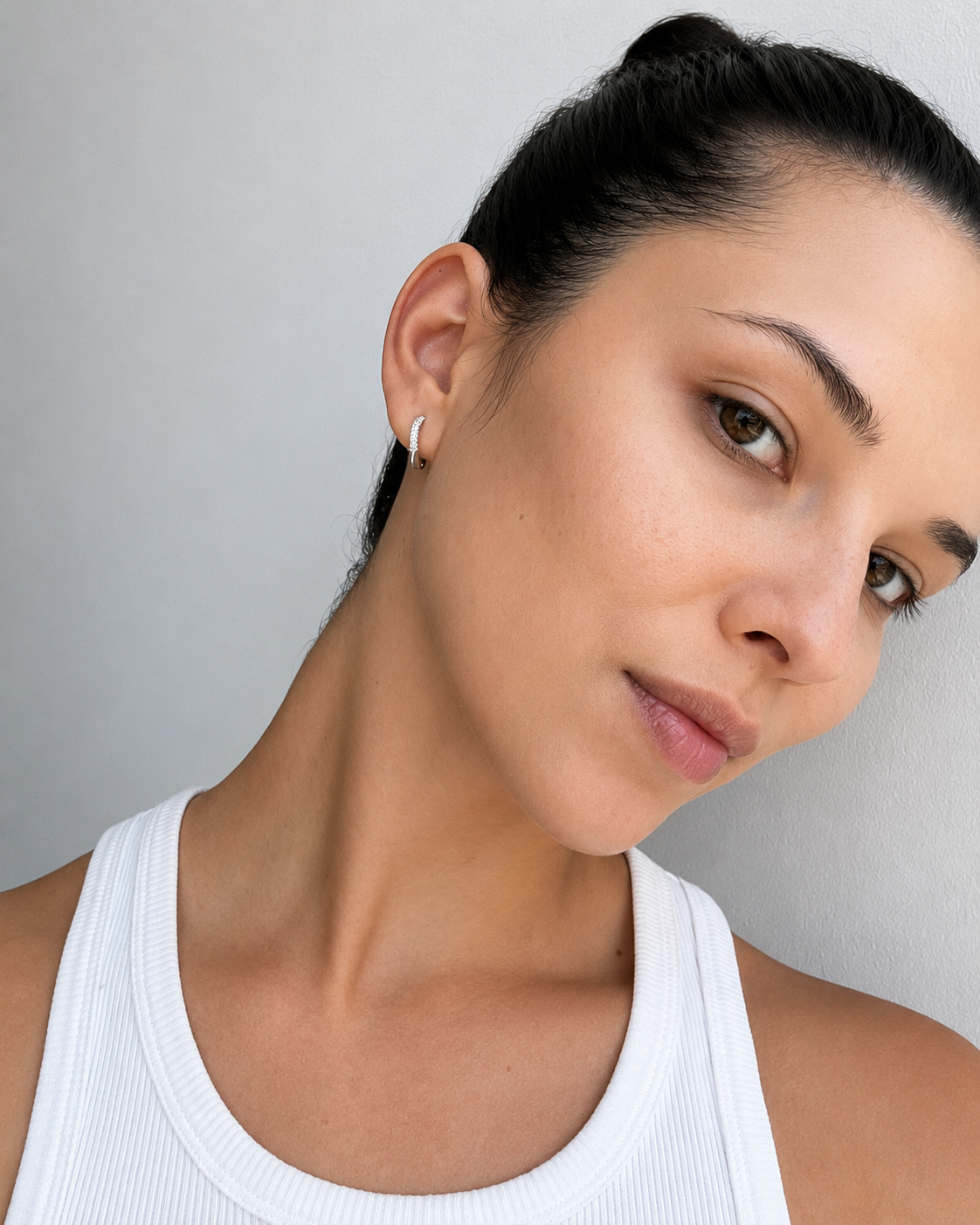 SILVER PAVE EAR HOOPS