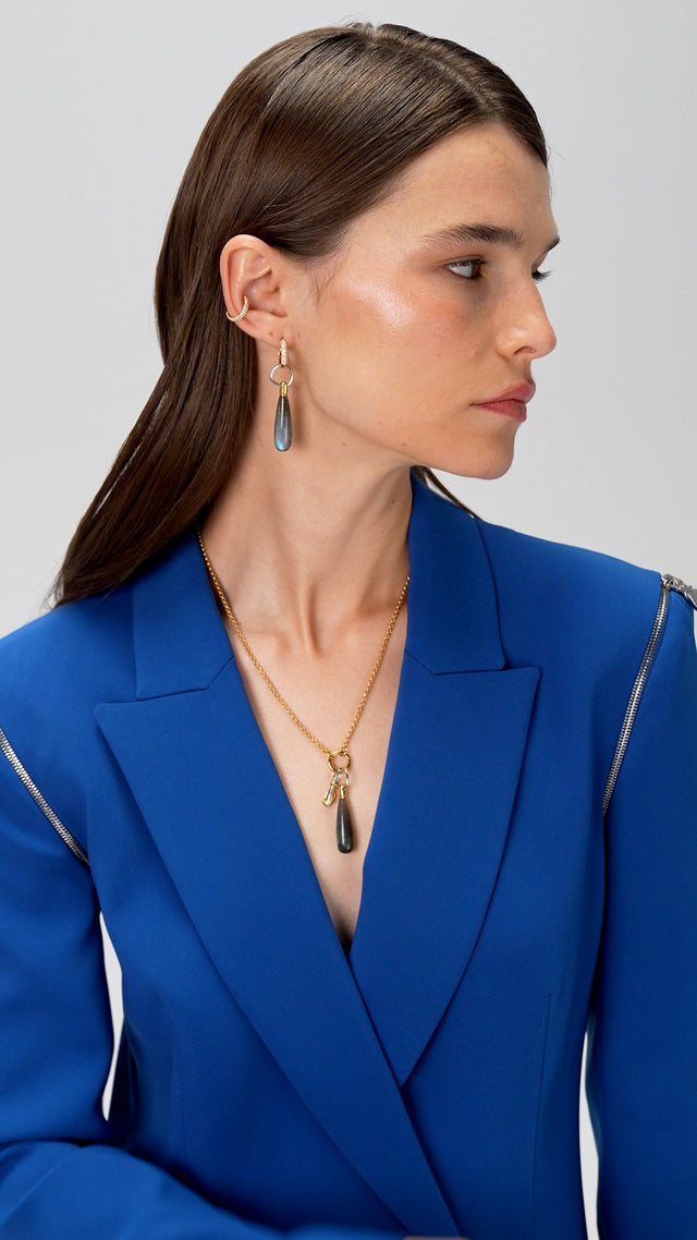 MOON CHARMS LABRADORITE EARRINGS