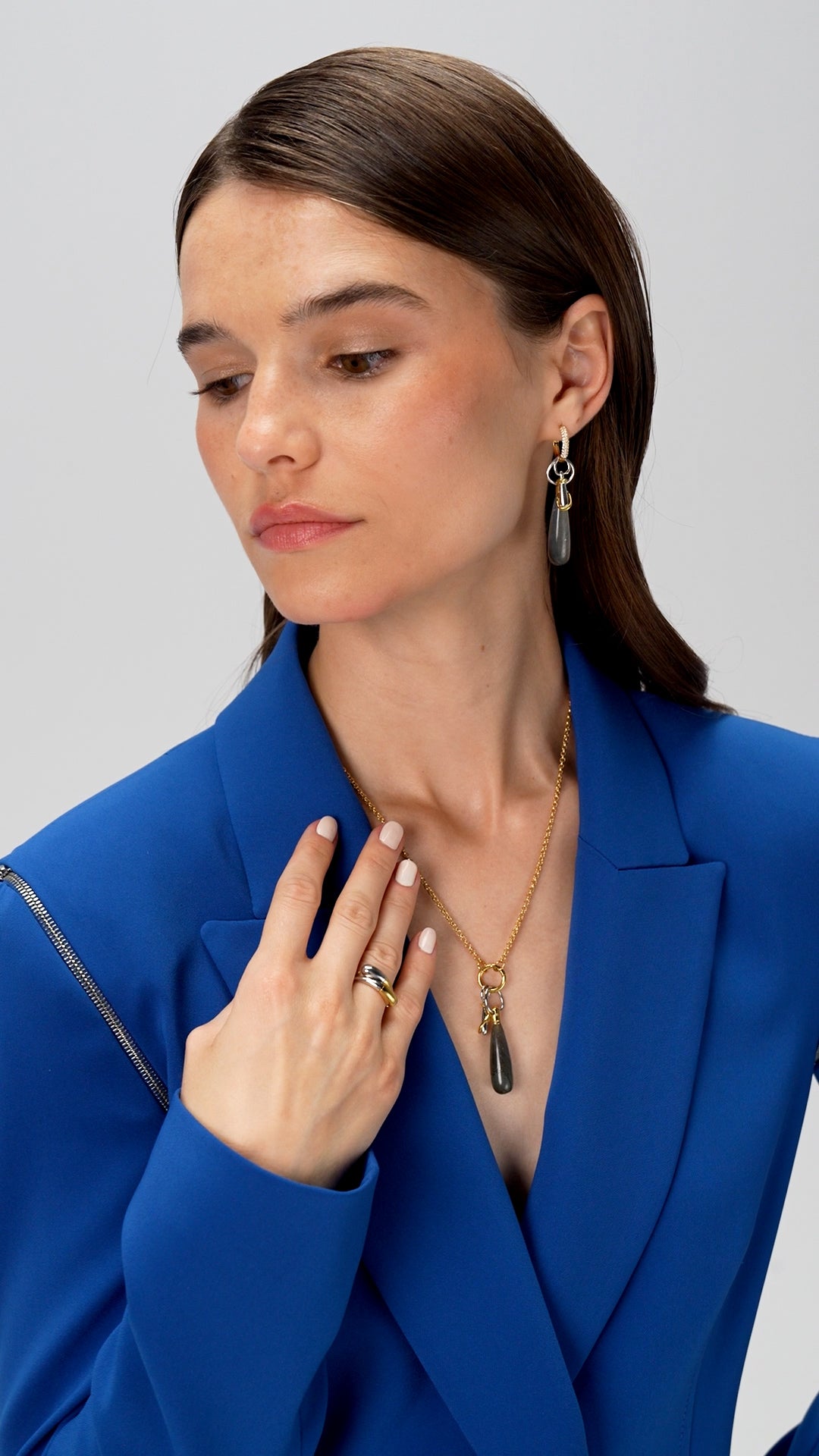 MOON CHARMS LABRADORITE EARRINGS