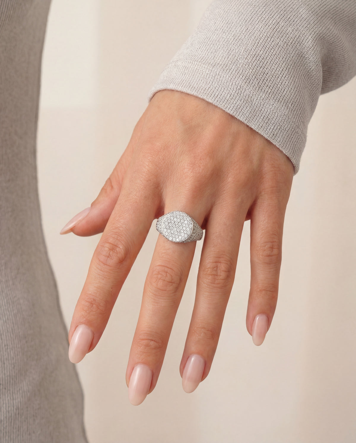 PAVE SIGNET RING SILVER
