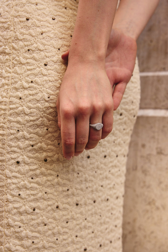 PAVE SIGNET RING SILVER